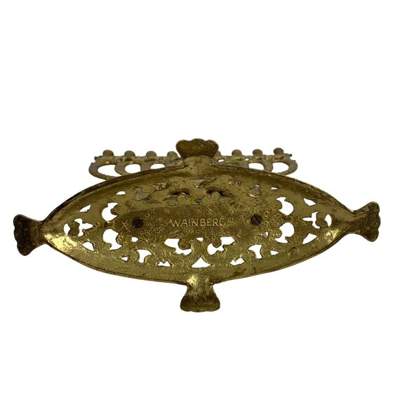 Brass Menorah Hanukkah Weinberg 10 Commandments Jewish Art Judaica 13.5"x10.5" - Picture 8 of 9